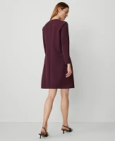 Ann Taylor Petite Long Sleeve Shift Dress Plum Rose Women's