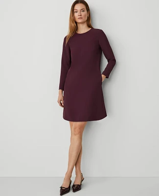 Ann Taylor Petite Long Sleeve Shift Dress Plum Rose Women's