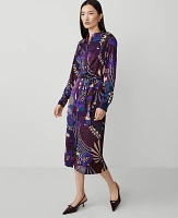 Ann Taylor Petite Botanical Midi Shirtdress Plum Burst Women's