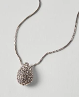 Ann Taylor Pave Teardrop Pendant Necklace Silvertone Women's