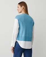 Ann Taylor Mixed Media Sweater Pristine Aqua Women's