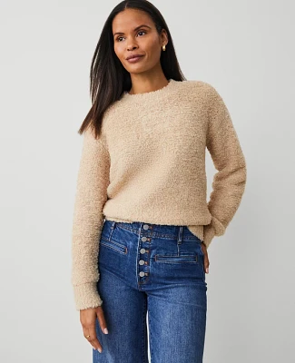 Ann Taylor Petite Bouclé Sweater Toasted Oat Women's