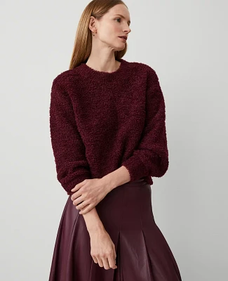 Ann Taylor Petite Bouclé Sweater Mauve Rose Women's