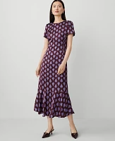 Ann Taylor Fern Flounce Shift Dress Mauve Rose Women's