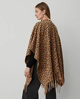 Ann Taylor Animal Print Open Front Poncho Brown Multi Women's