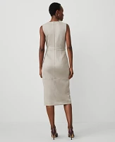 Ann Taylor Faux Suede Belted Wrap Sheath Dress Cliff Grey Women's