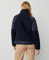 Ann Taylor Quilted Cable Sweater Jacket Night Sky Women's