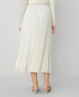 Ann Taylor Belted Pleated Midi Skirt Winter White Women's