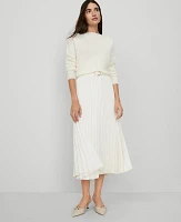 Ann Taylor Belted Pleated Midi Skirt Winter White Women's