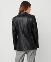 Ann Taylor The Petite Greenwich Blazer Faux Leather Black Women's