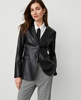 Ann Taylor The Petite Greenwich Blazer Faux Leather Black Women's