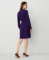 Ann Taylor Petite Pleat Button Midi Dress Size 0 Midnight Mulberry Women's