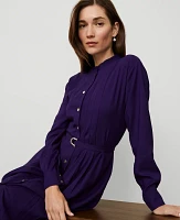 Ann Taylor Petite Pleat Button Midi Dress Midnight Mulberry Women's