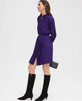 Ann Taylor Petite Pleat Button Midi Dress Midnight Mulberry Women's