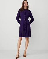 Ann Taylor Petite Pleat Button Midi Dress Size 0 Midnight Mulberry Women's