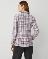 Ann Taylor The Petite Crosby Blazer Tweed Plaid Sunset Lavender Women's