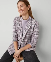 Ann Taylor The Petite Crosby Blazer Tweed Plaid Sunset Lavender Women's