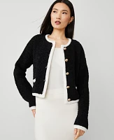 Ann Taylor Boucle Contrast Trim Sweater Jacket Combo Women's