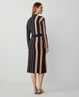 Ann Taylor Striped Sweater Dress Navy Multi Women's