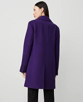 Ann Taylor Petite Notch Collar Coat Midnight Mulberry Women's