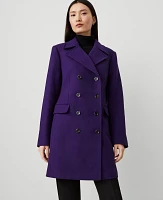 Ann Taylor Petite Notch Collar Coat Midnight Mulberry Women's