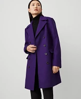 Ann Taylor Petite Notch Collar Coat Midnight Mulberry Women's