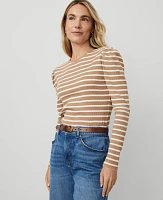 Ann Taylor Puff Shoulder Crew Neck T-Shirt Women's