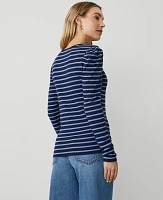 Ann Taylor Puff Shoulder Crew Neck T-Shirt Women's