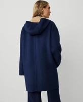 Ann Taylor Petite Doubleface Hooded Snap Front Coat Pure Sapphire Women's