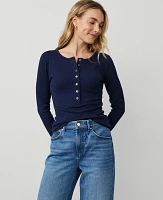 Ann Taylor Petite Crew Neck Henley Women's