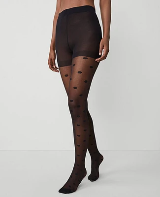 Ann Taylor Polka Dot Semi Sheer Tights Black Women's