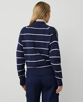 Ann Taylor Stripe Henley Sweater Navy Multi Women's