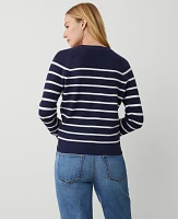 Ann Taylor Petite Stripe Wedge Ribbed Sweater Size XL Navy/White Women's