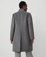 Ann Taylor Petite Funnel Neck Tailored Coat Light Charcoal Heather Women's