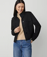 Ann Taylor Petite Moto Bomber Jacket Black Women's