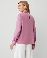 Ann Taylor Drape Front Mixed Media Top Size Medium Autumn Rose Women's