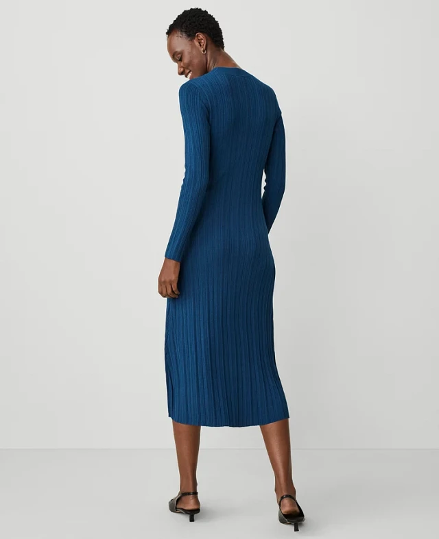 ann taylor ribbed sweater dress Button Ribbed Sweater Dress