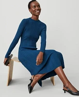 Ann Taylor Ribbed Mock Neck Sweater Dress Sea Storm Women's