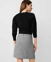 Ann Taylor Petite Houndstooth D-Ring Wrap Skirt Size 0 Black Women's