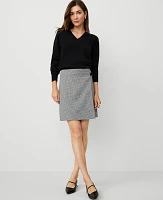 Ann Taylor Petite Houndstooth D-Ring Wrap Skirt Size 0 Black Women's