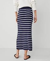 Ann Taylor AT Weekend Ribbed Skirt Navy/White Women's