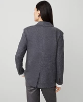 Ann Taylor The Petite Relaxed Double Breasted Long Blazer Twill Grey Melange Women's