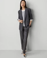 Ann Taylor The Petite Relaxed Double Breasted Long Blazer Twill Grey Melange Women's