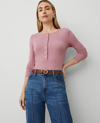 Ann Taylor Crew Neck Henley Women's