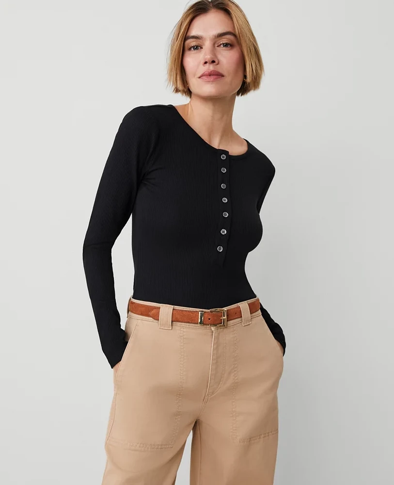 Ann Taylor Crew Neck Henley Women's