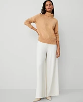 Ann Taylor The Petite Dramatic Wide-Leg Crepe Pant Winter White Women's