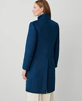 Ann Taylor Petite Funnel Neck Tailored Coat Sea Storm Women's