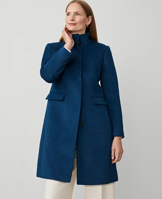 Ann Taylor Petite Funnel Neck Tailored Coat Sea Storm Women's