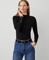 Ann Taylor Petite Mock Neck Button Top Women's