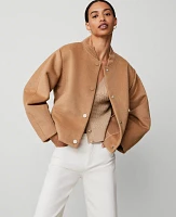 Ann Taylor Petite Bomber Snap Front Jacket Perfect Camel Women's